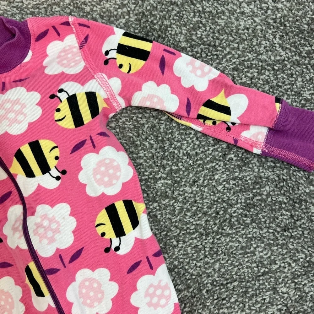 Hanna Andersson sleeper Pink Bee and Flower Kids pajamas 9-18 months